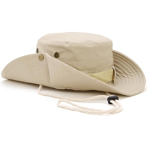 Sun Hats for Men Women, Fishing Hat UV Protection Wide Brim Bucket Hats Foldable Boonie Hat for Hiking Camping Safari - color: Ivory White
