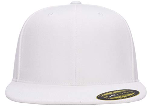 Flexfit Men's Flexfit 210 Fitted Flat Bill Cap Hat - color: White, size: Large-X-Large