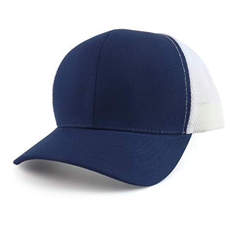 Trendy Apparel Shop Oversize XXL Structured Trucker Mesh Baseball Cap - color: Navy White
