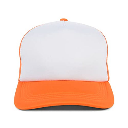 Lids Blank Basic Foam Trucker Adjustable Snapback Hat - color: White/Neon Orange