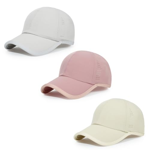 HH HOFNEN Quick Dry Baseball Hat Unstructured Athletic Golf Cap Women Men - color: 3-beige+pink+lightgray