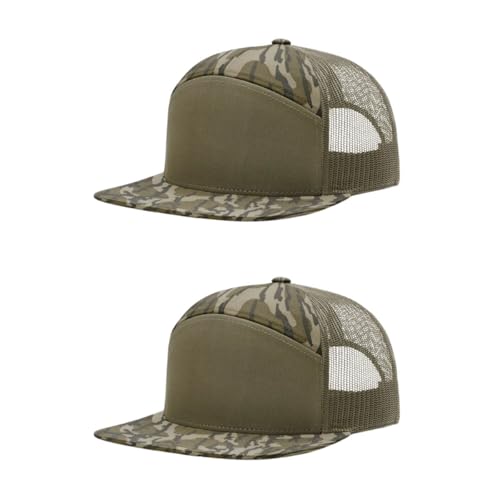 Richardson 168 Hi-Pro 7 Panel Adjustable Snapback Trucker Mesh Back Cap - color: Mo Bottomland/Loden
