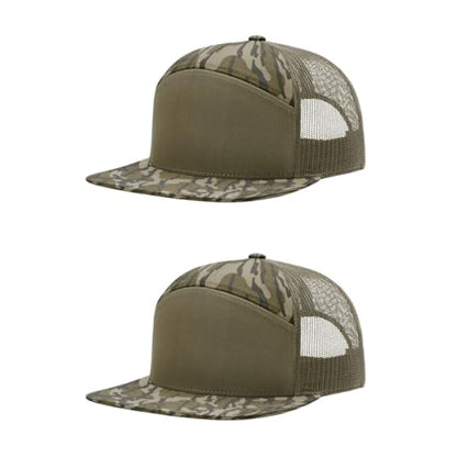 Richardson 168 Hi-Pro 7 Panel Adjustable Snapback Trucker Mesh Back Cap - color: Mo Bottomland/Loden