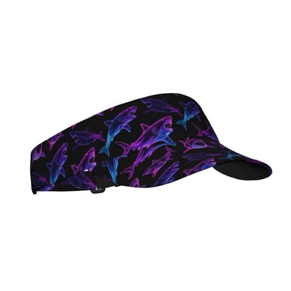 Sports Sun Visor Hat for Men Women, Adjustable Breathable Golf Tennis Cap - color: Neon Shark