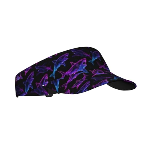 Sports Sun Visor Hat for Men Women, Adjustable Breathable Golf Tennis Cap - color: Neon Shark