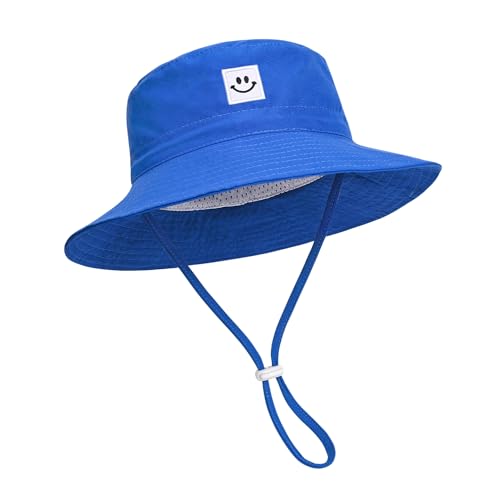 Baby Toddler Sun Hat,Kids Summer UPF 50+ Foldable Beach Bucket Hat for Boys Girls Children - color: Grey & Blue 2pcs, size: 0-6 Months