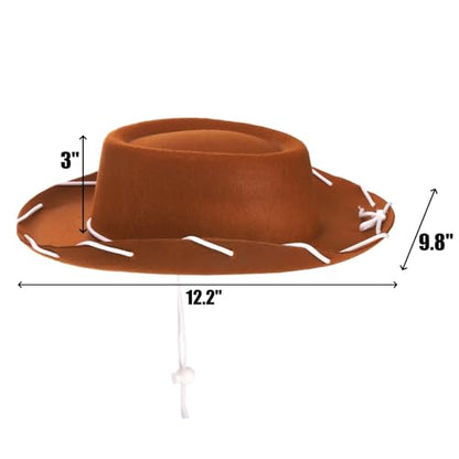 Peohud 4 Pack Felt Cowboy Hat for Kids, Small Western Cowgirl Hat, Wide Brim Cowboy Hat with Neck Drawstring, Cosplay Costume Accessories for Halloween Dress Up Party