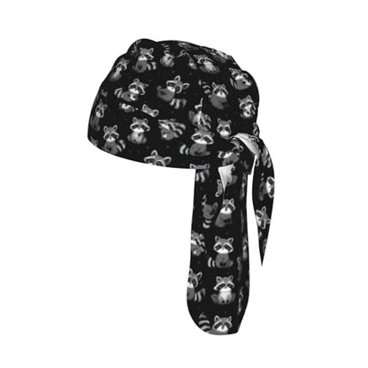Adjustable Cycling Cap, Quick Dry Sports Bandana Skull Cap Helmet Liner - color: Funny Gray Raccoons