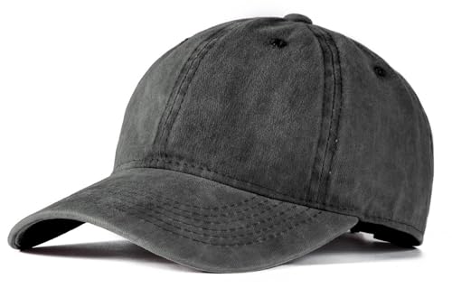 Edoneery Baseball Cap for Men and Women, Low Profile Washed Cotton Dad Hat - color: Dark Gray