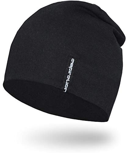 EMPIRELION Mens Running Beanie Hat, 9" Lightweight Helmet Liner Skull Cap - color: Black