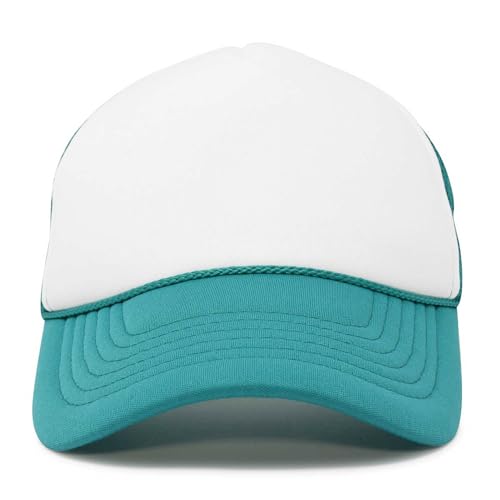 DALIX Two Tone Trucker Hat Summer Mesh Cap with Adjustable Snapback Strap - color: Teal White, size: One Size