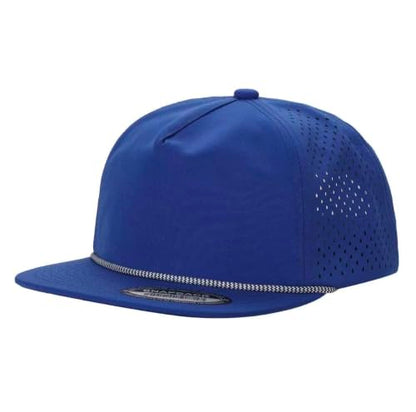 Plain 5 Panel Unstructured Golf Cap with Rope Snapback - color: Royal Blue