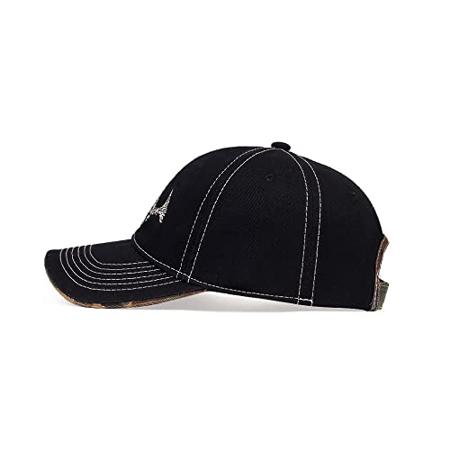 WITHMOONS Cotton Fishing Hat Fish Bone Embroidery Trucker Dad Baseball Cap YZ10119 - color: Black