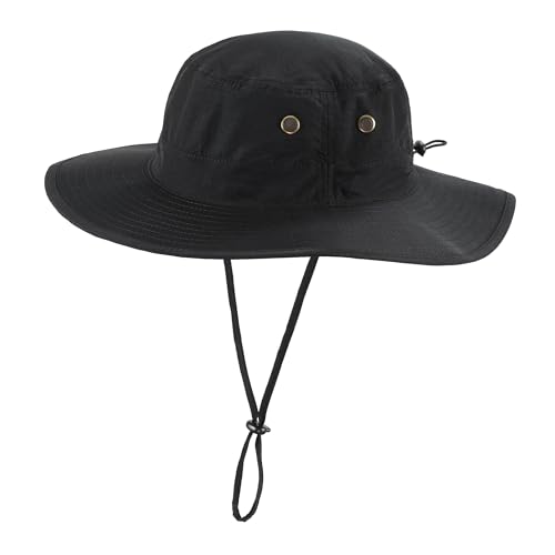 Home Prefer UPF50 Mens Sun Hat with Neck Flap Quick Dry UV Protection Cap Womens Wide Brim Fishing Hat Neck Flap Beach Garden - color: Black