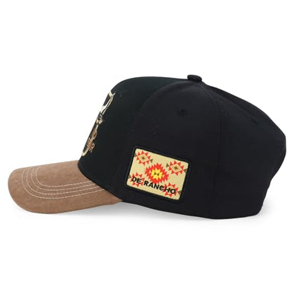 Trendy Apparel Shop Bull Embroidered Western Snapback Trucker Cap - color: Black Brown 4