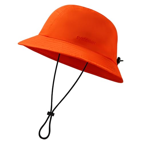 BASSDASH UPF50+ Fishing Bucket Hat for Men Women Lightweight Water Resistant Packable Outdoor Summer Sun Hats FH13 - color: Orange