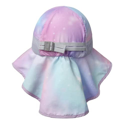 icolor Kids Sun Hat UPF50+ Sun Protection Bucket Hat Toddler Summer Beach Play Hats with Neck Flap for Girl Boy Ages 3~10 - color: Pinkstarry