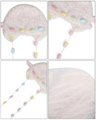 MINGSEECESS Women Girls Knitted Beanie Hat Crochet Braided Knit Warmer Cap Skiing Snowboarding Ear Flap Hats - color: Novelty-white