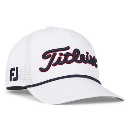 Titleist Men's Tour Performance Mesh Golf Hat - color: White/Navy/Red
