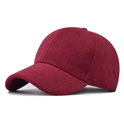TOPTIE Suede Baseball Cap Hat, Adjustable 6 Panel Structured - color: Maroon