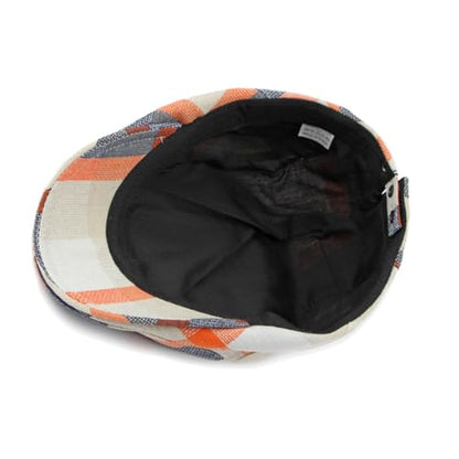 Plaid Newsboy Hats Flat Cap for Men Women Ivy Catsby Cabbie Driving Hat - color: Plaid-01-orange
