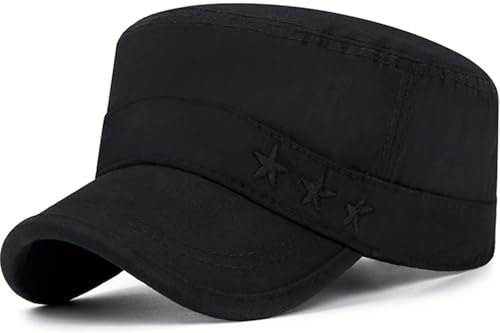 Cadet Hat Flat Top Hats Army Military Caps for Men Women - color: Black 7