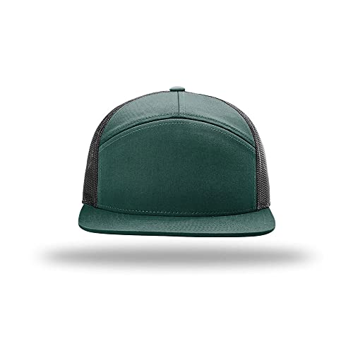 Richardson 168 Hi-Pro 7 Panel Adjustable Snapback Trucker Mesh Back Cap - color: Dark Green/Black