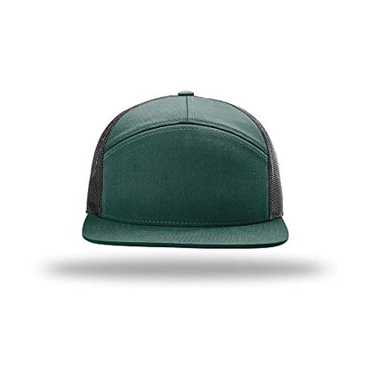 Richardson 168 Hi-Pro 7 Panel Adjustable Snapback Trucker Mesh Back Cap - color: Dark Green/Black