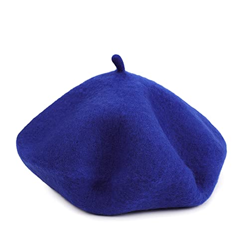 Wheebo Berets for Kids Wool French Beret Hats Artist Painter Hats for Little Girls Boys Solid Color Style - color: Sapphire
