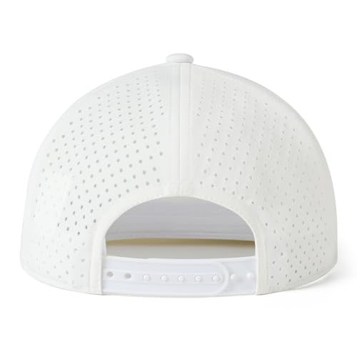FEINION Men Laser Mesh Flat Brim Snapback Baseball Cap - color: White
