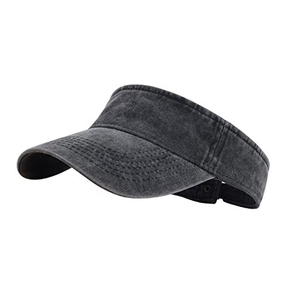 HH HOFNEN Sports Sun Visor Hats Cotton Adjustable Golf Caps for Men Women - color: #1c Black