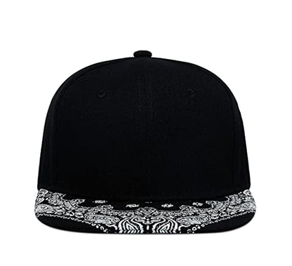 Trucker Hat Fashion Mens Women Snapback Hats - Flat Bill Brim Hat Adjustable Baseball Cap - color: Paisley White