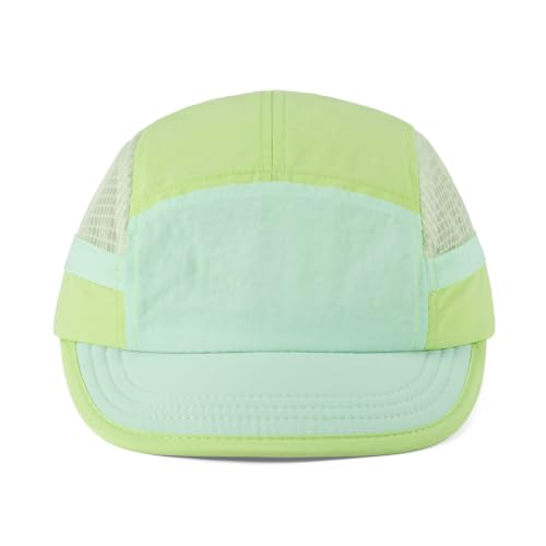 Clakllie Quick Dry 5 Panel Running Hat Breathable Mesh Hat Two-Tone Short Brim Hats Lightweight Baseball Cap Summer Sport Cap - color: Bs265p16-lime Green