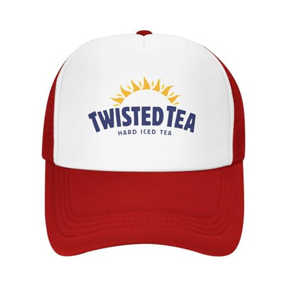 Mens Twisted Trucker Hat Mesh Snapback Adjustable Baseball Cap - color: Red