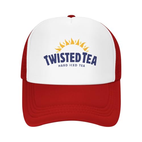 Mens Twisted Trucker Hat Mesh Snapback Adjustable Baseball Cap - color: Red