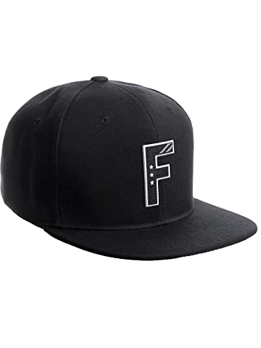 Daxton Classic Snapback 3D Alphabet A to Z Numbers Initials Flat Bill Visor Cap - color: Black, style: Letter F