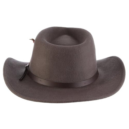 Scala - Outback Hat for Men, Wool Felt Sun Hat, Wide Brim UV Protection - color: Grey, size: Small