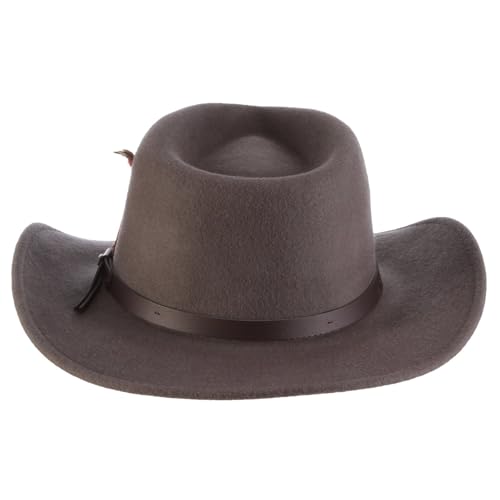 Scala - Outback Hat for Men, Wool Felt Sun Hat, Wide Brim UV Protection - color: Grey, size: Medium