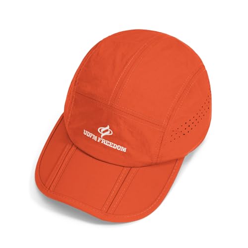 Clakllie Quick Dry 5 Panel Cap for Men Summer Folding Outdoor Hat Breathable Baseball Cap Unstructured Running Hiking Hats - color: Bs26zd01-brightorange