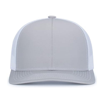 Pacific Headwear Contrast Stitch Trucker Snapback - color: Silver/White/Silver