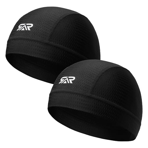 LONGLONG 2-Pack Breathable Skull Caps Helmet Liner for Motorcycle Hard Hat - color: Black+black