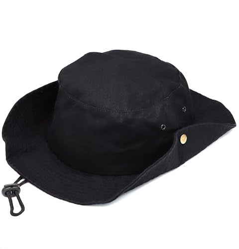 Antourage Bucket Hat Unisex Hiking Outdoor Fishing Hunting Safari Packable UV Protection Multiuse Boonie Hat - color: 03. Black, size: Large