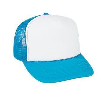 OTTO Neon Polyester Foam Front 5 Panel High Crown Mesh Back Trucker Hat - color: N.blu/Wht/N.blu