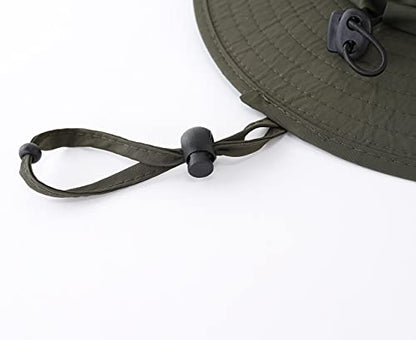 Kids Sun Protection Hat Quick Dry Adjustable Wide Brim Bucket Hat for Boys Girls Summer Fishing Hiking - color: Army Green
