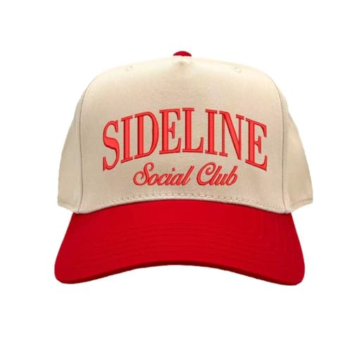 Sideline Social Club Two Tone Baseball Hat Unisex Baseball Cap for Streetwear, Tailgates, Rodeos & Festival Fashion - color: Natural Red