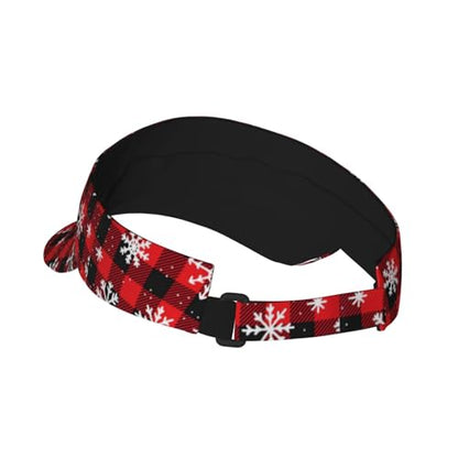 Cute Christmas Plaid Snowflakes Winter Sun Visor Hat for Women Men Adjustable Empty Top Sports Golf Visor Cap Hats