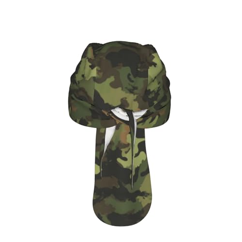 Adjustable Cycling Cap, Quick Dry Sports Bandana Skull Cap Helmet Liner - color: Army Green Camouflage