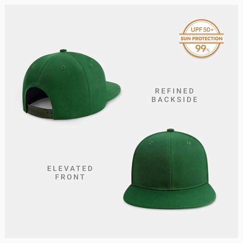 CHOK.LIDS Classic Snapback Flat Bill Hat Blank Adjustable Baseball Cap - color: Kelly Green