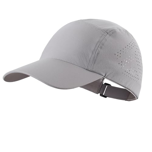 Home Prefer Mens Womens UPF50+ Quick Dry Sun Hat Lite UV Protection Hat Baseball Caps Golf Cycling Fishing Sports Running Hat - color: Light Grey