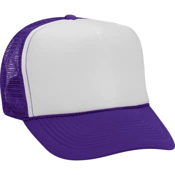 OTTO Polyester Foam Front 5 Panel High Crown Mesh Back Trucker Hat - color: Pur/Wht/Pur